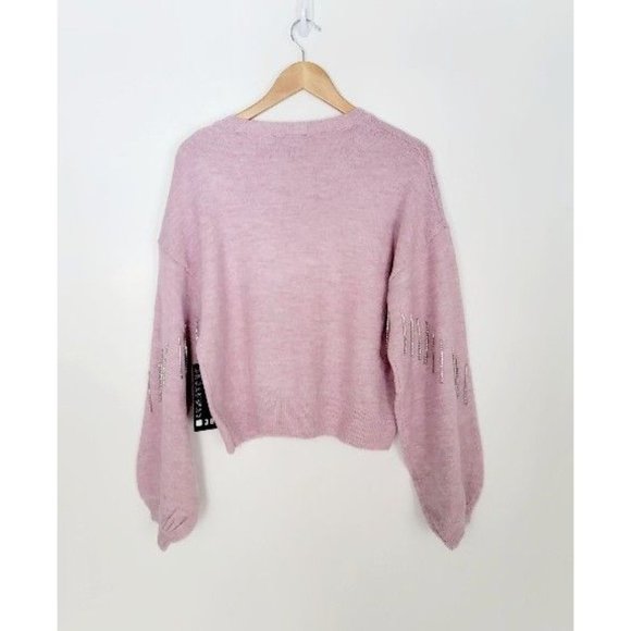 Broadway 38 Balloon Sleeves Rhinestone Fringe Sweater - Picture 7 of 8